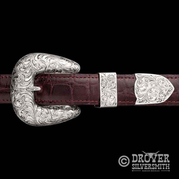 Introducing The Stockman Sterling Silver Buckle Set, a traditional and classy hand engraved set perfect for an authentic and top of the look ranch wear. Add a second loop for a ranger buckle set now!